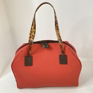 Glenroyal Chic Purse Handbag PVC Body Red Zipper Lined Tortoise Plastic Handles